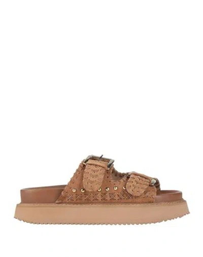 Coral Blue Woman Sandals Brown Size 8 Leather