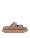 Coral Blue Woman Sandals Taupe Size 8 Leather In Grey