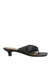 Coral Blue Toe Strap Sandals In Black