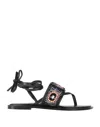 Coral Blue Toe Strap Sandals In Black