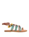 Coral Blue Toe Strap Sandals