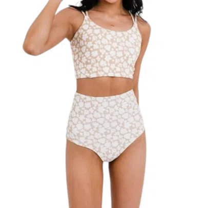 Coral Reef Swim Crisscross Back Swim Top In Tan In Neutral