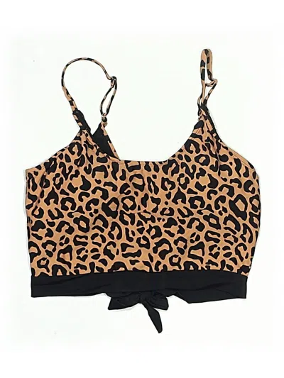 Pre-owned Coral Reef Swim Swimsuit Top Brown Animal Print Pattern Swimwear
