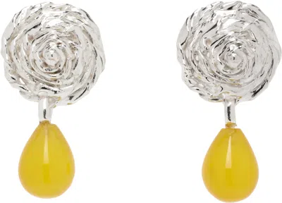 Corali Silver Breton Sunflower Earrings In Yellow