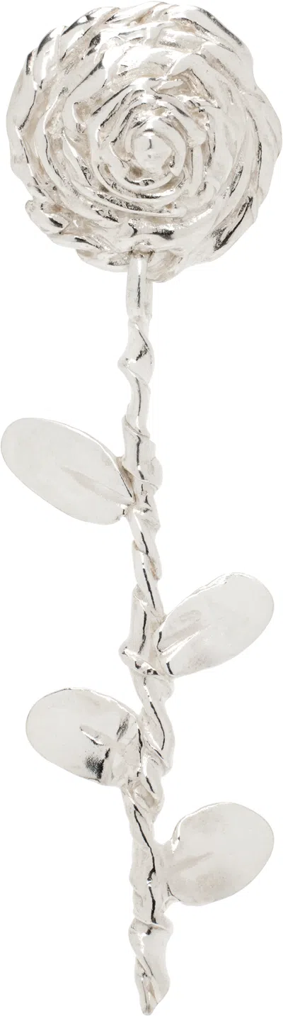 Corali Silver Rose Single Earring In Metallic