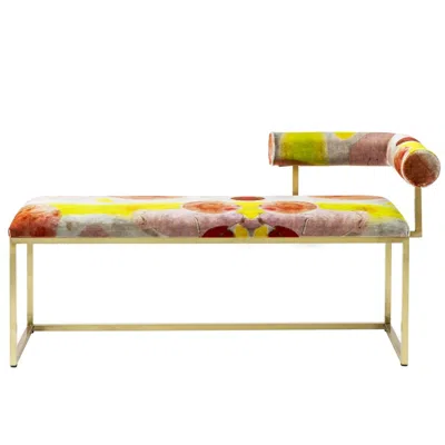 Pre-owned Coralla Maiuri 21st Century Awaiting - L Bench Printed Velvet And Brass In Sand