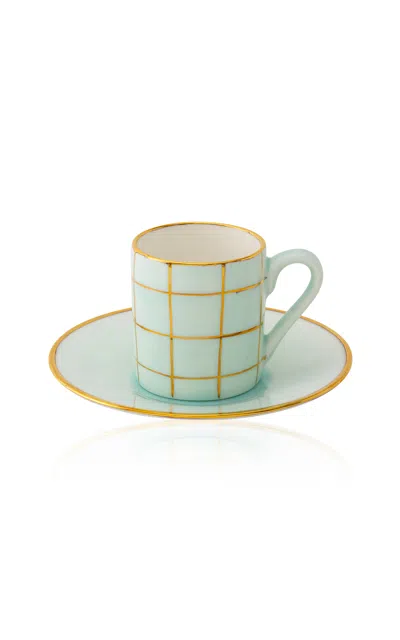 Coralla Maiuri Alpine Mint Coffee Cup & Saucer In Green