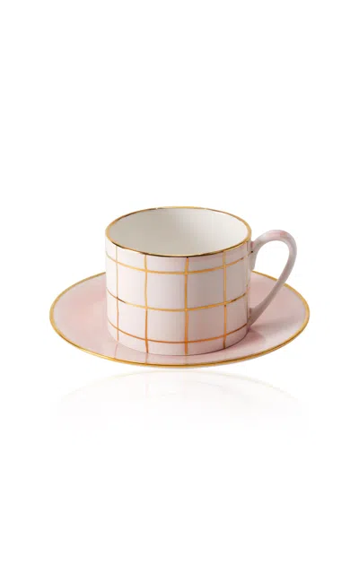 Coralla Maiuri Alpine Pink Teacup & Saucer In Multi