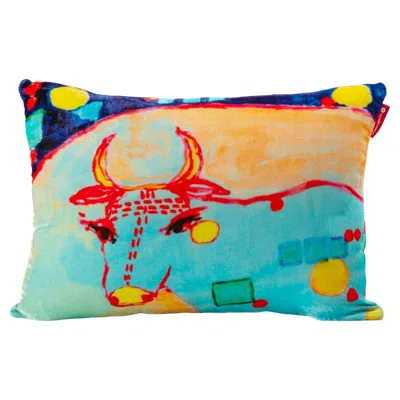 Pre-owned Coralla Maiuri Blue Cow Cushion