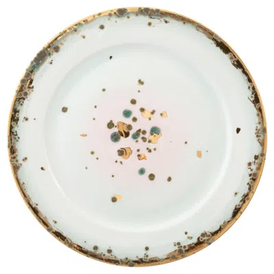 Pre-owned Coralla Maiuri Contemporary Charger Plate Gold Hand Painted Porcelain Tableware