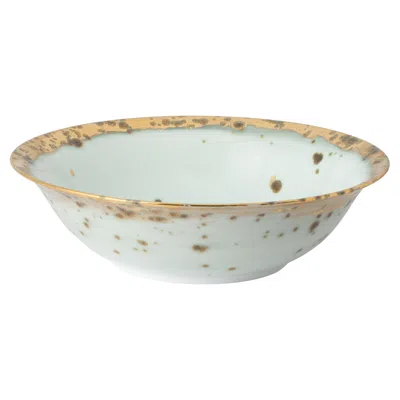 Pre-owned Coralla Maiuri Contemporary Salad Bowl Gold Hand Painted Porcelain Tableware In Brown