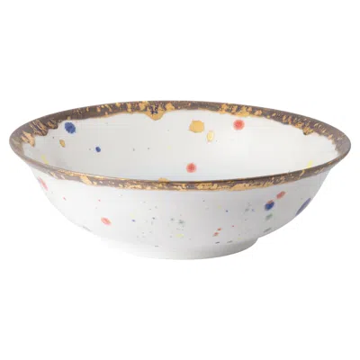 Pre-owned Coralla Maiuri Contemporary Salad Bowl Gold Hand Painted Porcelain Tableware In Gray