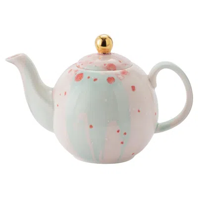 Pre-owned Coralla Maiuri Contemporary Teapot Hand Painted In Italy Porcelain Tableware In Sand