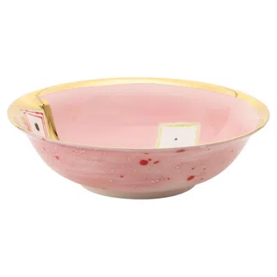 Pre-owned Coralla Maiuri Gold Impressions Salad Bowl By , Enameled Porcelain