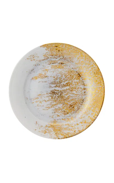 Coralla Maiuri Golden Ash Blue Dessert Rim Plate In Multi