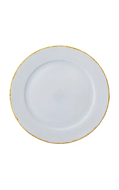 Coralla Maiuri Golden Ash Blue Rim Charger In White