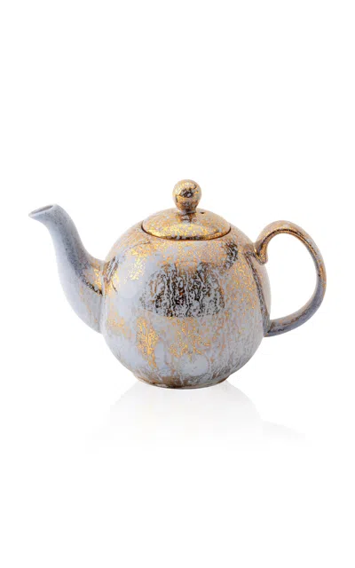 Coralla Maiuri Golden Ash Blue Teapot In Multi