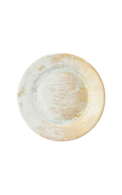 Coralla Maiuri Golden Ash Mint Bread Rim Plate In Multi