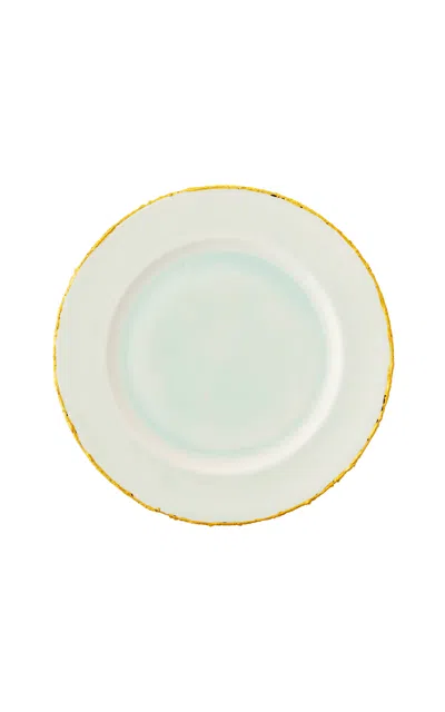 Coralla Maiuri Golden Ash Mint Dinner Rim Plate In White