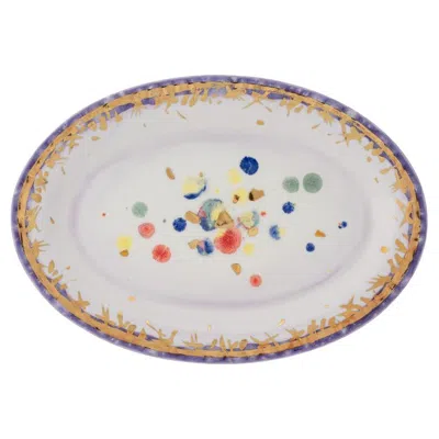 Pre-owned Coralla Maiuri Islamorada Oval Rim Platter In Gray