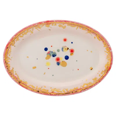 Pre-owned Coralla Maiuri Palm Beach Oval Rim Platter In Gold