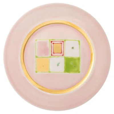 Pre-owned Coralla Maiuri Pink Gold Dinner Rim Plate