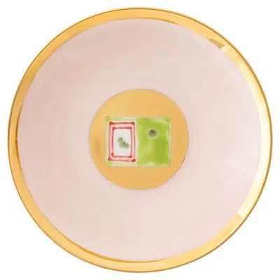 Pre-owned Coralla Maiuri Pink Gold Soup Coupe Plate