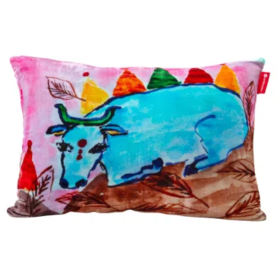 Pre-owned Coralla Maiuri Purple & Blue Cow Cushion