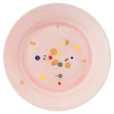 Pre-owned Coralla Maiuri Set Of 2 Palm Beach Bead Rim Plates In Gold
