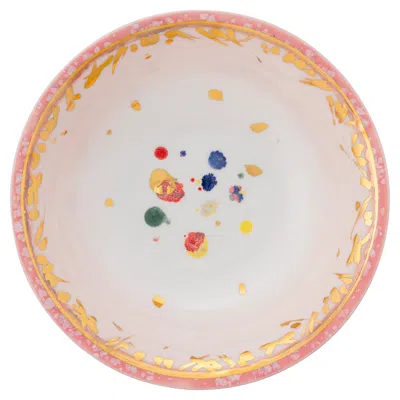 Pre-owned Coralla Maiuri Set Of 2 Palm Beach Dinner Coupe Plates In Gold