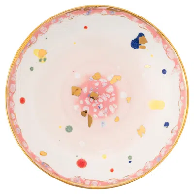 Pre-owned Coralla Maiuri Set Of 2 Palm Beach Soup Coupe Plates In Gold