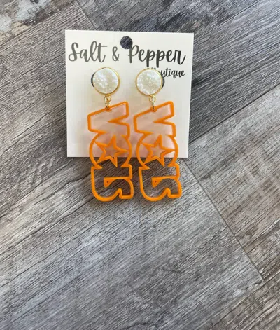 Cora's Den Vols Cutout Earring In Orange