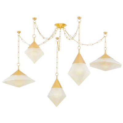 Corbett Angelique 58 1/2"w Vintage Polished Brass 5-light Chandelier