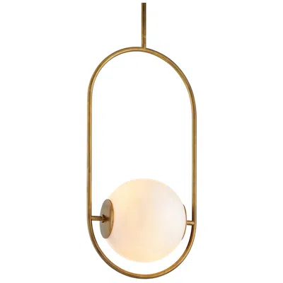 Corbett Everley 13" Wide Vintage Brass And Globe Glass Modern Pendant