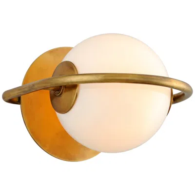 Corbett Everley 6"h Vintage Brass Wall Sconce With Opal White Shade