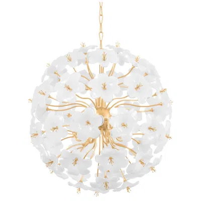 Corbett Hygea 33"w Gold Leaf And White Glass Pendant Light