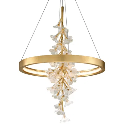 Corbett Jasmine 28" Wide Gold Leaf Led Floral Pendant Light