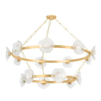 Corbett Lighting Almandine 15 Light Chandelier In Vintage Gold Leaf