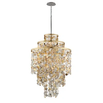 Corbett Lighting Ambrosia 11-light Unique / Statement Tiered Chandelier In Gold Silver Leaf & Stainless