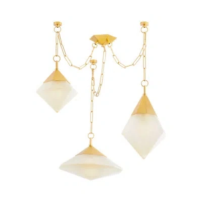 Corbett Lighting Angelique 3 Light Chandelier In Vintage Polished Brass
