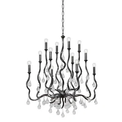 Corbett Lighting Aveline 12 Light Chandelier In Blackened Silver Leaf