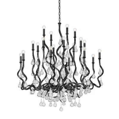 Corbett Lighting Aveline 20 Light Chandelier In Black Silver Leaf