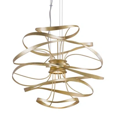 Corbett Lighting Calligraphy 2 Light Chandelier In Gold Leaf With Polished Stainless