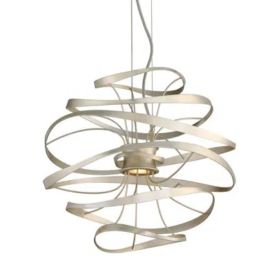 Corbett Lighting Calligraphy 2 Light Chandelier In Silver Leaf With Polished Stainless Acce