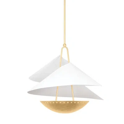Corbett Lighting Carini 3 Light Pendant In Vintage Gold Leaf,gesso White