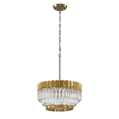 Corbett Lighting Charisma 5 Light Chandelier In Gold Leaf W Polished Stainless