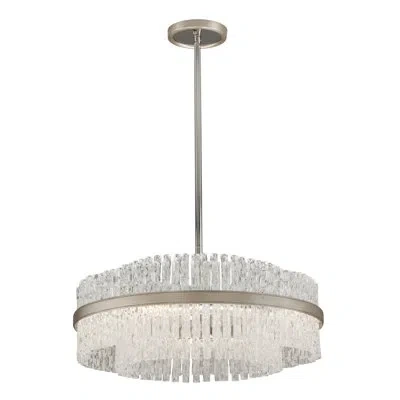 Corbett Lighting Chime 8 Light Chandelier In Silver Leaf Polished Stainless