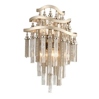 Corbett Lighting Chimera 2-light Flush Mount In Clear,transparent Glass;feuille D'argent Chaud