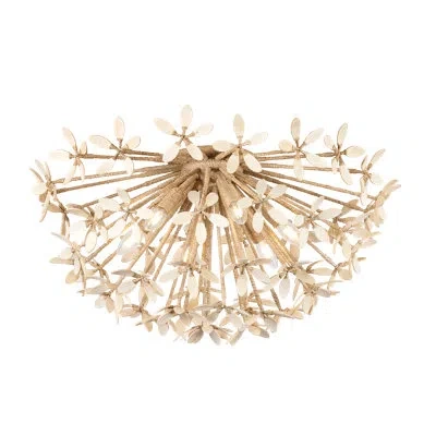Corbett Lighting Corfu Semi Flush In Ivory Coco In Natural