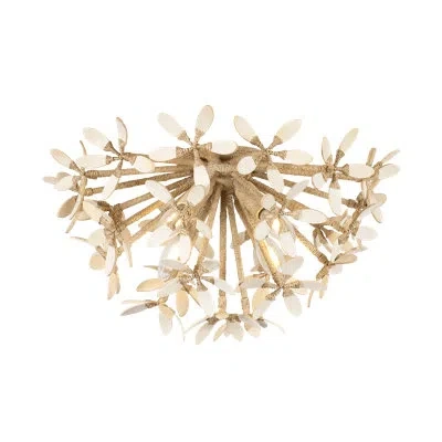Corbett Lighting Corfu Semi Flush In Ivory Coco In Natural
